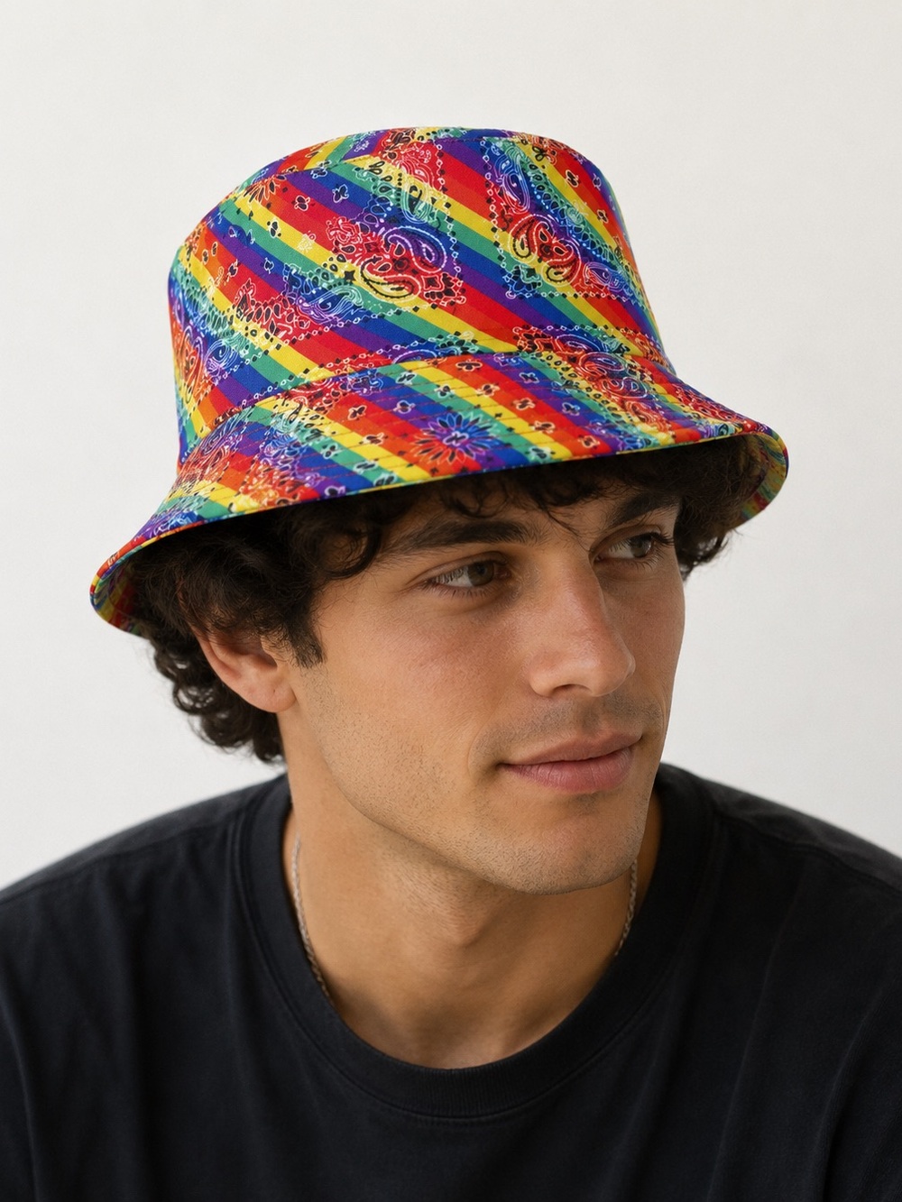 Reversible Rainbow Bandana Print Bucket Hat